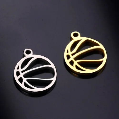 Vista 3 de kkjoy 5 dijes de bola deportiva de acero inoxidable para hacer joyas y manualidades, varios dijes, suministros de manualidades, accesorios