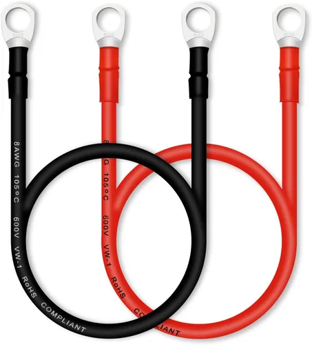 Vista 16 de Cable de batería, cables de batería 2 AWG con terminales, 2 cables de batería de cobre (1 pie).