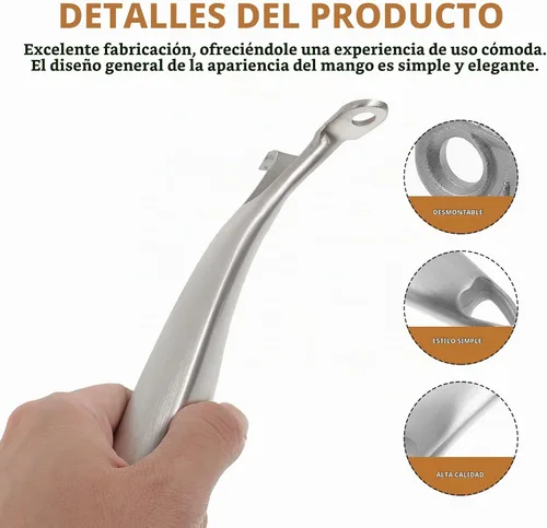 Vista 3 de Luxshiny Asa de cacerola de repuesto de acero inoxidable con mango de baquelita, mango de olla de baquelita, accesorios de utensilios de cocina