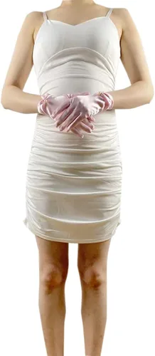 Vista 30 de Vestido de novia de satén para mujer, fiesta de ópera, guantes de los años 20, guantes hasta la muñeca