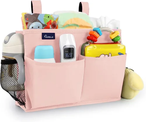 Vista 13 de Surblue Organizador de cama colgante para mesita de noche, bolsa de almacenamiento con bolsillo para literas y camas de hospital, habitaciones