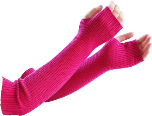 Vista 50 de Facecozy Calentadores de brazos para mujer, mezcla de lana de cachemira, guantes largos sin dedos para mujer, guantes para clima frío con agujero