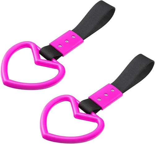 Vista 19 de 2 anillos Tsurikawa en forma de corazón, correa de mano para parachoques trasero, asa de corazón Janpanese para automóviles, SUV, metro, autobús