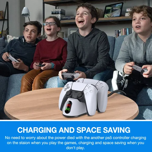 Vista 7 de PS5 Controller Charging Station, PS5 Charging Station with Fast Charging AC Adapter 5V3A for Playstation 5 Controller, Playstation 5 Charging Stand