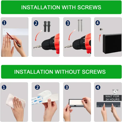 Vista 2 de YIIYIIN Soporte magnético para cuchillos de 17 pulgadas para pared, sin taladro, tira magnética adhesiva para cuchillos con 12 ganchos, varillas