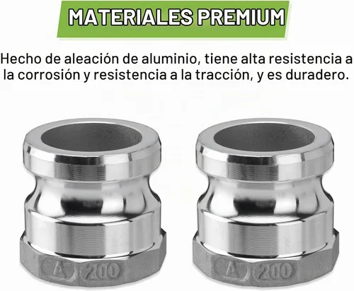 Vista 8 de SPARKWHIZ 2 piezas de accesorios de manguera Camlock de aluminio (parte de 2" D) con leva y ranura + 2 piezas de accesorios de manguera de aluminio