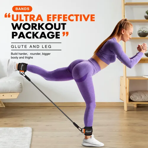 Vista 2 de Bandas de resistencia para entrenamiento, bandas de resistencia de tobillo, bandas de terapia física para entrenamiento de fuerza, yoga, pilates