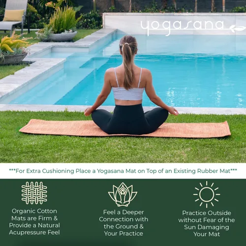 Vista 6 de Yogasana Esterilla de yoga de algodón orgánico, antideslizante, tejida a mano, plegable, alfombra de yoga que proporciona una excelente comodidad