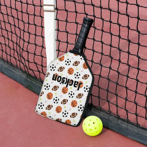 Vista 3 de Funda de paleta de pickleball personalizable, 1/2 paquetes de texto personalizado, nombre y foto, ajuste universal para hombres y mujeres