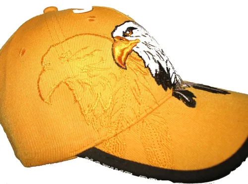 Vista 4 de Gorra de bola bordada de color amarillo con águila nativa india del orgullo nativo americano