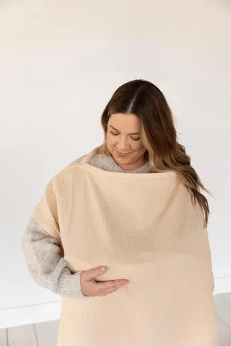 Vista 8 de ACTIVE BABY Funda de muselina para lactancia materna con aro ajustable para manos libres, transpirable, cubierta de lactancia 100% muselina