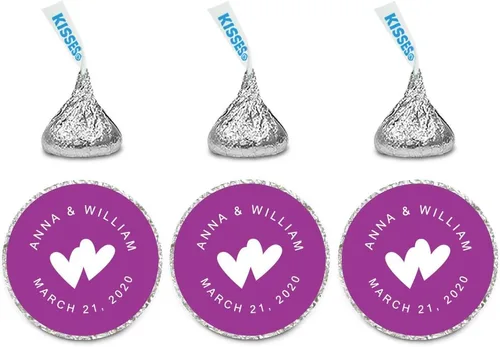 Vista 8 de Andaz Press Etiquetas personalizadas de gota de chocolate para boda, nombres y fecha redondos, turquesa aguamarina, paquete de 240, personalizadas