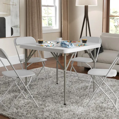 Vista 2 de Flash Furniture Mesas cuadradas de plástico plegables para eventos, juego de 12, color blanco granito