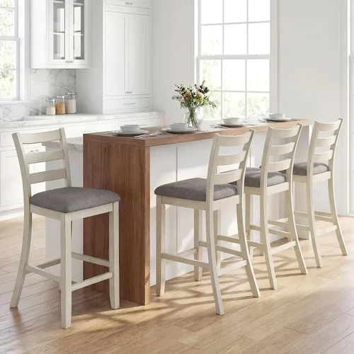 Vista 5 de NAFORT Bar Stools Set of 2, 25.5” Counter Height Bar Stools with Back, Upholstered Bar Stools for Kitchen Island Bar Restaurant, Bar Dining Chairs