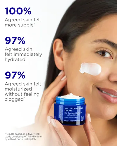 Vista 3 de Andalou Naturals Crema hidratante facial de hidratación profunda, crema multicorrectora, cuidado diario de la piel con ácido hialurónico, colágeno