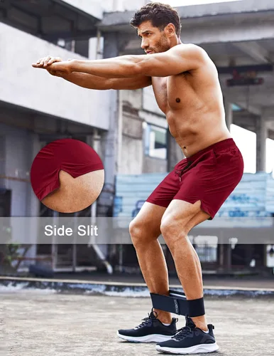 Vista 2 de COOFANDY Pantalones cortos deportivos para correr para hombre de 5 pulgadas, paquete de 2 pantalones cortos de entrenamiento para gimnasio