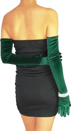 Vista 5 de XXDingbs - 2 guantes de terciopelo para mujer de 24 pulgadas de largo con accesorios de perlas para boda, ópera, cena, fiesta, 1920