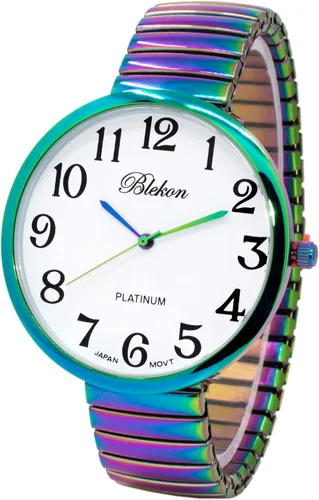 Vista 23 de Collections Nuevo Reloj de Moda con Correa Elástica de Tamaño Super Grande, Movimiento Japonés PC21J Aguamarina