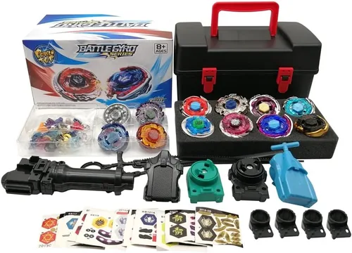 Vista 3 de Battling Top Game Metal Fusion 4D Series Battle Set 12 Spinning Tops 4 Launchers Gyro Game con caja de almacenamiento, regalo para niños mayores