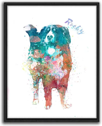Vista 12 de Personal-Prints Regalo de arte personalizado para pared de perro, impresión artística moderna personalizada única de estilo acuarela La raza