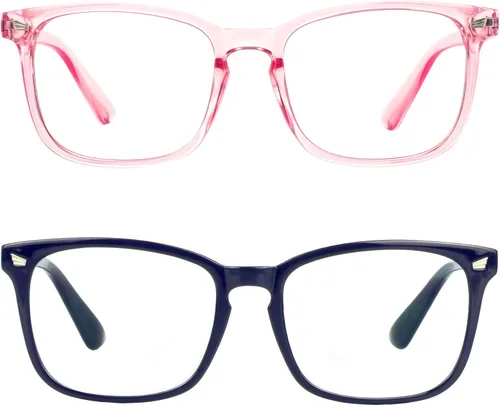 Vista 9 de LifeArt 2 pares de anteojos de bloqueo de luz azul con bisagra de resorte, anteojos para computadora, anteojos de juegos, gafas de TV para mujeres