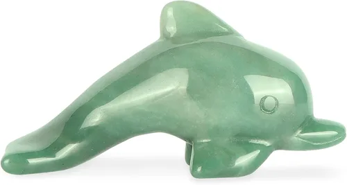 Vista 9 de Figuras de delfín de cristal de aventurina verde de 3 pulgadas, delfines de jade, estatua de animales marinos, escultura de piedras preciosas