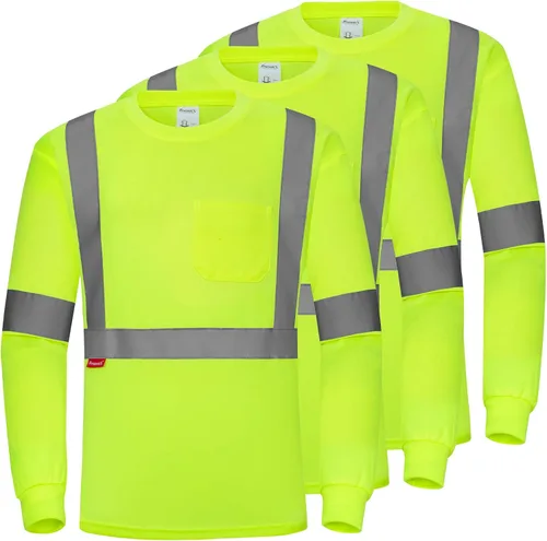 Vista 24 de ProtectX Camisas de manga larga de alta visibilidad, camiseta de seguridad reflectante de alta visibilidad para hombres y mujeres, camisa