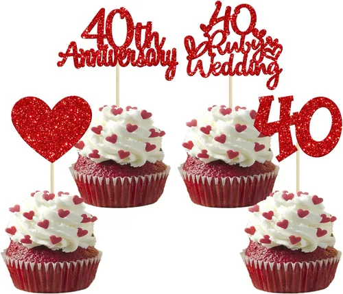 Vista 9 de Gyufise 24 adornos plateados para cupcakes de 25 aniversario, boda, aniversario de 25 años, decoración de pastel de corazón para 25 decoraciones