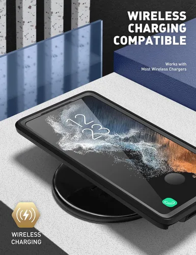 Vista 6 de Clayco Xenon Series - Funda para Samsung Galaxy S22 Ultra (6.8 pulgadas) 5G 360 grados, funda protectora robusta con protector de pantalla Negro