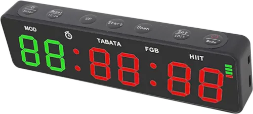 Vista 2 de Gym Timer, Magnetic Fitness Stopwatch with 12/24 Hour Display HIIT Program Countdown Timer for Workouts Running Training