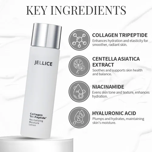 Vista 2 de JELLICE Loción de colágeno reafirmante e hidratante para cara y cuello - Cuidado de la piel japonés ligero con tripéptidos, ácido hialurónico