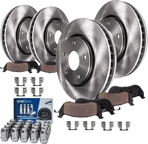 Vista 31 de Detroit Axle - Kit de frenos para Land Rover LR3 2005-2009, Rotores de freno deportivos Range Rover 2006-2009 y pastillas de freno de cerámica 2007
