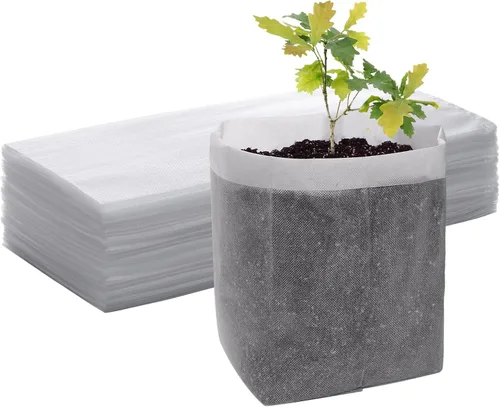 Vista 26 de GREANER 200 bolsas de vivero de plantas, 3.5 x 4.7 pulgadas, bolsas de cultivo de plantas de tela biodegradable no tejida, macetas de plantas