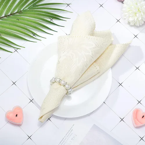 Vista 7 de 50 servilleteros de perlas – plata elástica estirada con diamantes de imitación de serviette hebilla de resorte con cuentas para fiesta de Acción