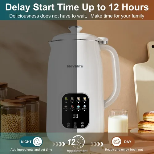 Vista 4 de 8 in 1 Nut Milk Maker Machine, 40oz Soy Milk Maker Blender, Homemade Soy Milk, Oat Milk, Almond Milk, Juice, Plant Based and Non Dairy Beverages