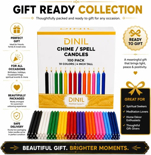 Vista 7 de Dinil Velas de hechizo surtidas, paquete de 100 velas sin perfume de 4 10 colores surtidos