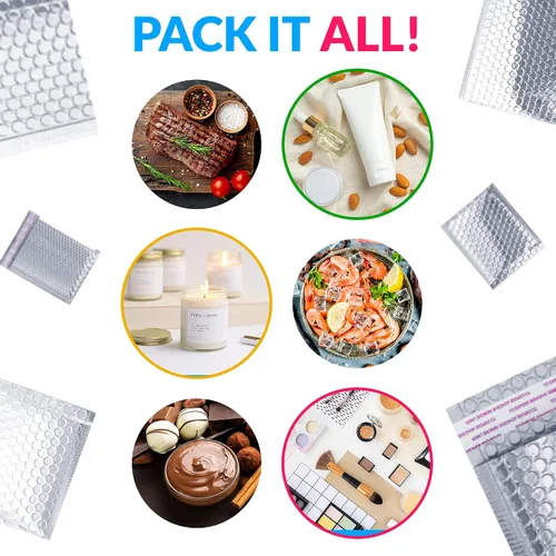 Vista 6 de ABC PACK & SUPPLY Sobres térmicos de burbujas, sobres aislados de papel metálico de 6 x 6 pulgadas, paquete de 10 sobres autoadhesivos impermeables