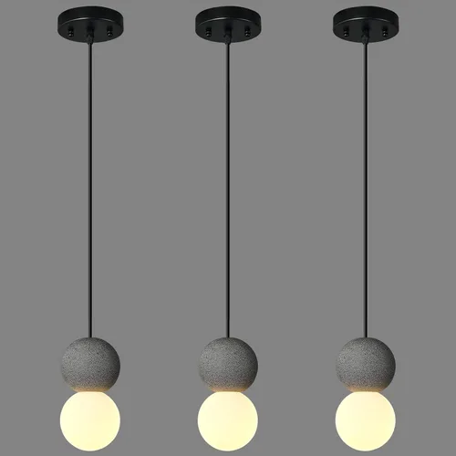 Vista 10 de Lámpara colgante con hormigón y metal negro lineal moderno industrial colgante de cemento colgante iluminación isla de cocina para dormitorio