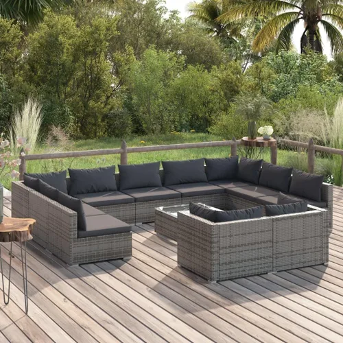 Vista 101 de Sofá de 3 plazas con cojines de ratán de poliéster marrón, juego de muebles de patio al aire libre con 3 sofás centrales para patio trasero, jardín