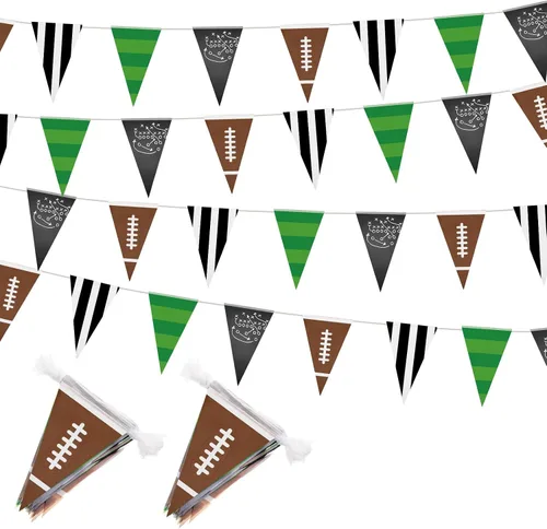 Vista 7 de VitalCozy 4 banderines de béisbol de 131 pies, decoraciones de fiesta, banderas triangulares de béisbol, banderines para pelota estadounidense