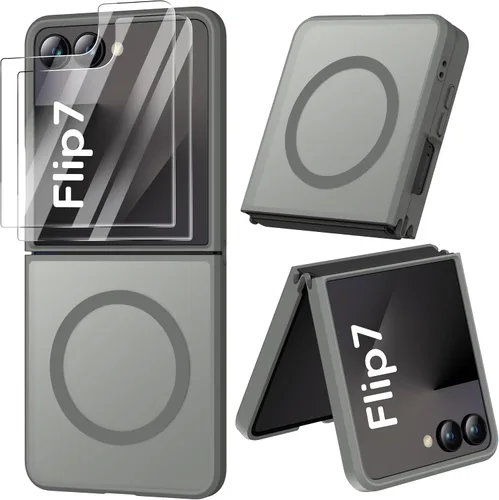 Vista 42 de ORETECH Magnético para Samsung Galaxy Z Flip 6 con 2 protectores de Negro