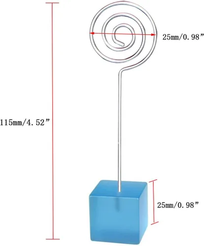 Vista 2 de Xiaoyztan Base de cubo de resina azul claro con forma de círculo, soporte de mesa para tarjetas y notas, soporte para exhibir clips de notas