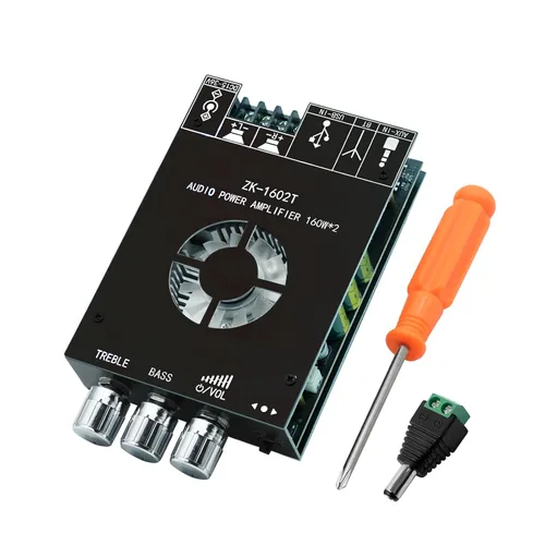 Vista 9 de ZK-1002T Placa de amplificador Bluetooth de 100 W+100 W con control de agudos y graves, placa de amplificador de audio estéreo mini de 2.0 canales