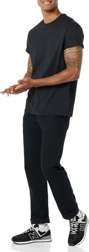 Vista 4 de Tienda Essentials Camiseta de manga corta con cuello redondo para hombre, ajuste regular, paquete de 2