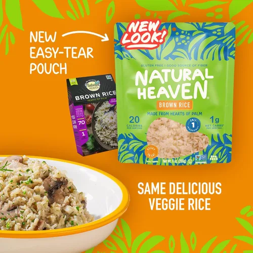 Vista 4 de Natural Heaven Corazones de arroz integral Sin gluten 0.14 oz de carbohidratos Alta fibra Keto Paleo Vegano - envasado al vacío