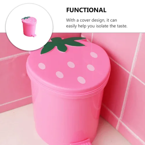 Vista 9 de DOITOOL Mini basurero de escritorio con forma de corazón: cubo de basura de papel pequeño con tapa oscilante, contenedor de basura para encimera