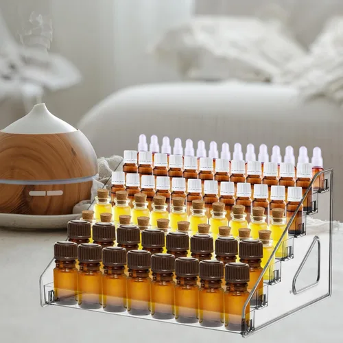 Vista 7 de YEXEXINM Organizador de aceites esenciales de 7 niveles, soporte de aceite esencial transparente, estante de almacenamiento de aceite esencial