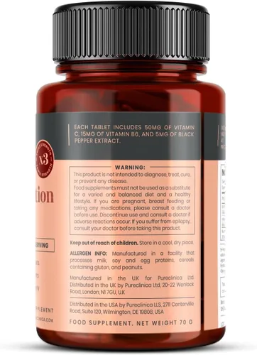 Vista 3 de Alta absorción 5HTP 300mg x 90 tabletas - 3 meses de suministro. con vitamina C, B6 y extracto de pimienta negra