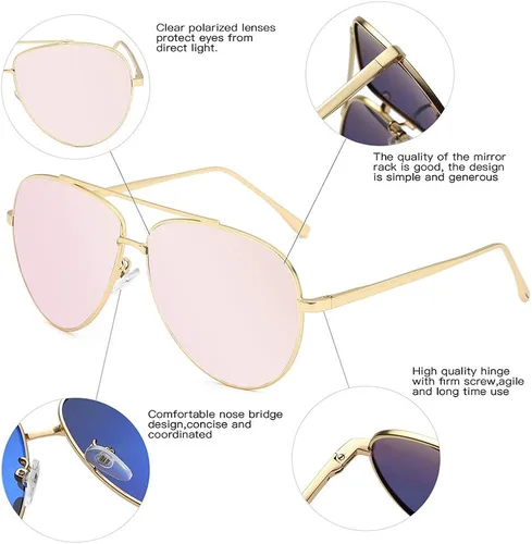 Vista 3 de AIMADE Lentes de sol polarizados militares de alta calidad, marco de metal, diseño único, para hombres y mujeres, 100% protección UV