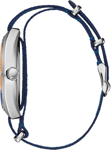 Vista 2 de Caravelle 43B166 - Reloj de cuarzo retro para hombre acero inoxidable con correa de nailon múltiple tono plateado modelo 43B166